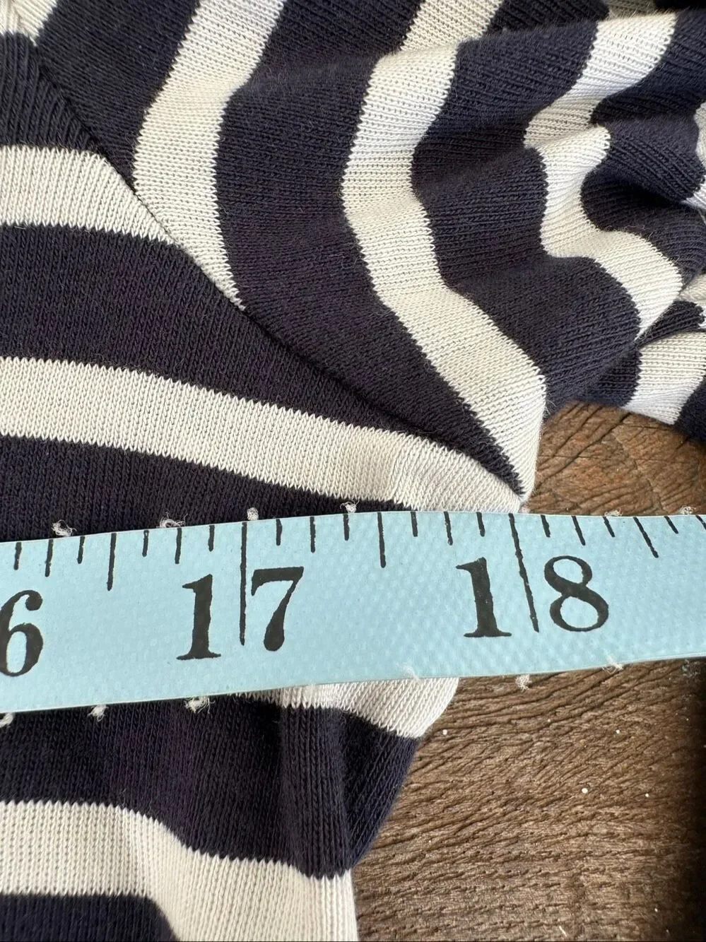 Tory Burch Striped Long Sleeve Tee Navy White Crest Shoulder Button Top L